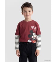LCW Kids Bordo Mickey Mouse Baskılı Erkek Çocuk Tişört