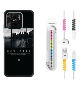 Xiaomi Redmi Note 7 8 9 Pro 10 2022 10 Pro 10S Kılıf Kablo Koruma Spiral Silikon New York 1612