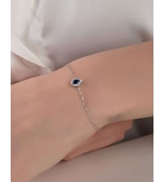Mavi Damla Taşlı Gümüş Bileklik