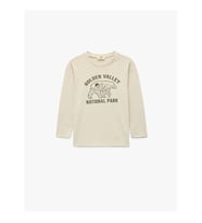 Koton Bisiklet Yaka Baskılı Bej Erkek Çocuk Uzun Kollu T-shirt 6WKB10378TK