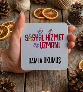 Kişiye Özel Sosyal Hizmet Uzmanı Bardak Altlığı  Hediyesi (Beyaz)
