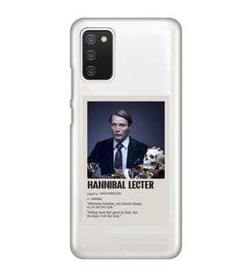 Samsung Galaxy A02S Uyumlu Hannibal Lecter Minimalist Poster Desenli Şeffaf Telefon Kılıfı