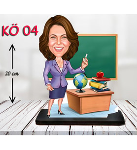 Kişiye Özel Ahşap Biblo - Kadın Öğretmen Karikatür Biblo - Öğretmen Biblo 4