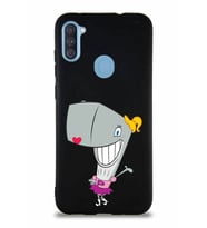 Samsung Galaxy M11 Soft Premier Kapak Pearl Yengeç Tasarımlı Silikon Kılıf - Siyah (Şeffaf)