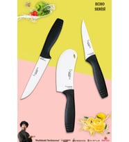 Eco Serisi Mutfak Bıçak Seti Et Ekmek Sebze Pizza Salata Pide Şef Bıçağı 3 Parça Set ( Mft-1488)