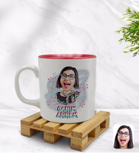 BK Gift Kişiye Özel Canım Annem Karikatürlü İçi Kırmızı Renkli Kupa Bardak Model 1