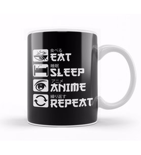 Eat Sleep Anime Repeat 01 Kupa Bardak Porselen