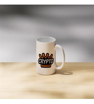 Taçlı Crypto Yazılı Logo Çift Taraflı Baskılı Porselen Kupa Bardak