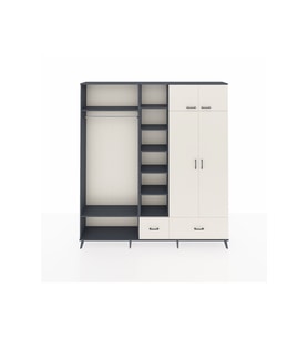 Arges Dolap 12 Raflı 2 Çekmeceli 2 Askılı 220x30x243 Antrasit-Aytaşı/Aytaşı