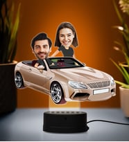 Doğum Günü Hediyesi,Sevgiliye Hediye, Kişiye Özel Fotoğraflı En Tatlı Çift Karikatür 3D Led Lamba (Beyaz)