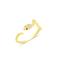 Gümüş altın yaldızlı zirkon taşlı üstten ayarlanabilir yılan yüzük SGTL12229GOLD (Rose)