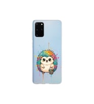 Samsung Galaxy S20 Plus ile Uyumlu Splash Kirpi Tasarımlı Şeffaf Silikon Kılıf
