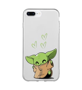 Iphone 7 Plus ve 8 Plus Uyumlu Baby Yoda Tasarımlı Şeffaf Telefon Kılıfı