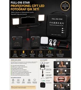 FULL-016 STAR Profesyonel Çift LED Fotoğraf & Video Işık Seti – Taşıma Çantalı