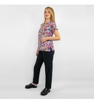 Unisex Unisex Neşeli Mod Desenli Likralı Hemşire Doktor Cerrahi Scrubs Üniforma Takım (Karışık)