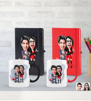 BK Gift Kişiye Özel Sevgililer Karikatürlü 2’li Defter Kupa Hediye Seti, Sevgiliye Hediye, Sevgililer Günü Hediyesi-4