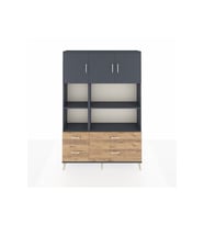 Arges Dolap 8 Raflı 4 Çekmeceli 3 Kapaklı 132x30x195 Antrasit-Antrasit/Çam