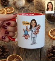 Kişiye Özel Karikatürlü Ebe Kupa Bardak Tıp Bayramı Hediyesi
