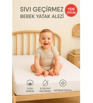 Pamuklu Sıvı Geçirmez Bebek Alezi Yatak Koruyucu Bebek Çocuk Park Beşik Kreş Anaokulu Alezi (70 x 140)