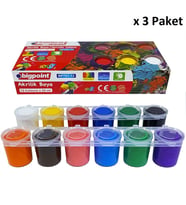 Bigpoint Akrilik Boya 12 Renk x 25 ml x 3 Paket
