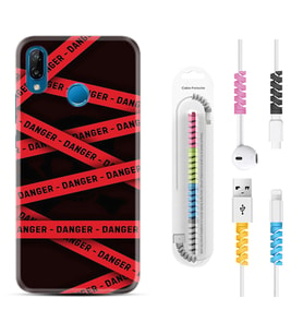 Huawei P20 Lite Mate 10 20 Lite Pro P40 Lite KılıfKablo Koruma Spiral Silikon Danger 1372