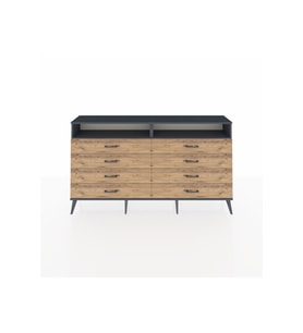 Arges Konsol 2 Raflı 8 Çekmeceli  176x30x99 Antrasit-Antrasit/Çam