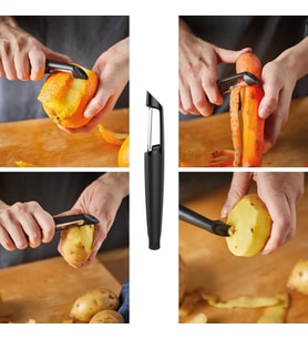 Fiskars Hareketli Bıçaklı Soyucu, Uzunluk: 18 Cm, Çelik/Plastik, Fonksiyonel Şekil, Siyah/Turuncu, 1 (Çok Renkli)