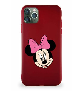 Apple iPhone 11 Pro Max Soft Premier Kapak Minnie Mouse-C Tasarımlı Silikon Kılıf - Mürdüm (Şeffaf)