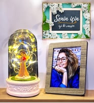 Kişiye Özel Fotoğraflı Led Işıklı Fanus  Şans Melekli