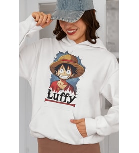 Tasarım Monkey D. Luffy Baskılı Unisex Oversize Anime Karakter Hoodie