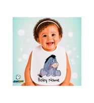 Kişiye Özel Eeyore Keten Bebek Mama Önlüğü – Yumuşak, Emici, Yıkanabilir, Özel Tasarım P082