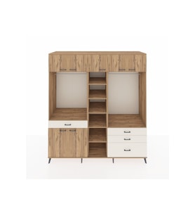 Kronos Dolap 11 Raflı 4 Çekmeceli 2 Askılı 220x59x243 Çam-Çam/Aytaşı