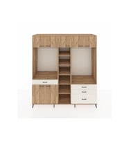 Kronos Dolap 11 Raflı 4 Çekmeceli 2 Askılı 220x59x243 Çam-Çam/Aytaşı