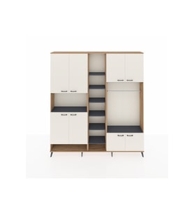 Arges Dolap 18 Raflı 8 Kapaklı Tek Askılı 220x30x243 Çam-Aytaşı/Antrasit