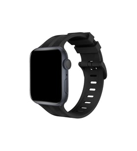 Apple Watch 38mm KR408 Çizgili Silikon Kordon - Siyah