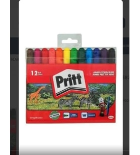 PRİTT 12 RENK JUMBO YIKANABİLİR KEÇELİ KALEM