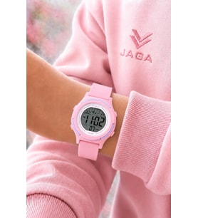 JAGA Unisex Dijital Çocuk Kol Saati 50 Mt Su Geçirmez Spor Silikon Kordonlu Alarm-Kronometreli JG.6