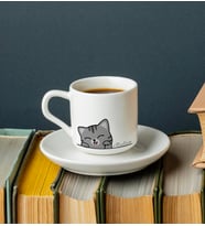 Sevimli Kedi Baskılı Türk Kahvesi Fincanı Kişiye Özel