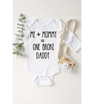 Unisex Bebek Beyaz Broke Daddy Kısa Kol Çıtçıtlı Body