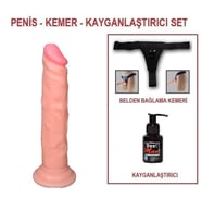 LilituShop 18,5 cm Belden Bağlamalı Realistik Testissiz Dildo Penis Set