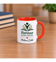 Rehber Öğretmenine Özel Porselen Turuncu Nescafe Fincanı