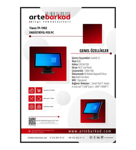 TIWOX 18.5 Dokunmatik TP-1903 CORE i3 3. Nesil 8GB RAM- 128GB SSD- FDOS- POS PC