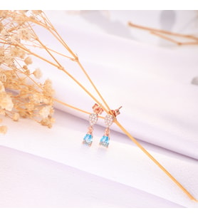 925 Ayar Gümüş Aquamarine Damla Küpe