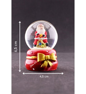 Dekoratif Yeni Yıl ı Noel Baba Temalı Kurdele Detaylı Mini Boy Işıklı Kar Küresi 6,5 cm