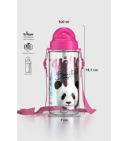 Renga Migo Desenli 500 ml Askılı Pipetli Tritan Çocuk Matara 912004 Pembe