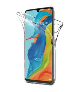 Huawei P30 Lite 360 Derece Kılıf Kristal Silikon Şeffaf Ön Arka