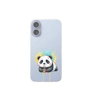 iPhone 17 ile Uyumlu Splash Panda Tasarımlı Şeffaf Silikon Kılıf