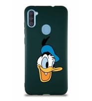 Samsung Galaxy A11 Soft Premier Kapak Donald Duck-A Tasarımlı Silikon Kılıf - Yeşil (Şeffaf)