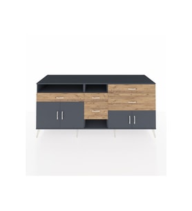 Kronos Konsol 4 Raflı 5 Çekmeceli 4 Kapaklı 220x59x99 Antrasit-Antrasit/Çam