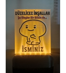 Kişiye Özel İsimli Hediyelik Kablolu Led Lamba - M18 - Düzelicez İnşallah (Amber)